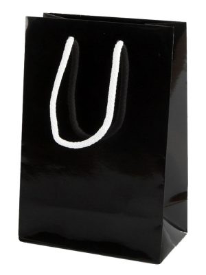 Black Gloss Paper Party Bags with Rope Handles