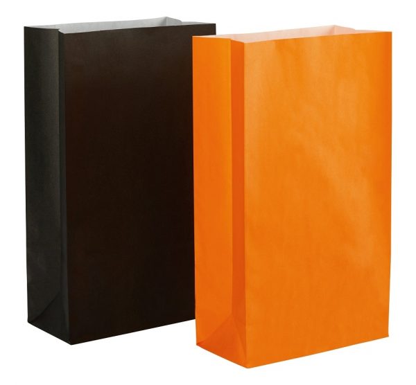 10 Halloween Party Bags 5 Orange / 5 Black 14cm wide