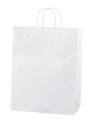 White Twist Handle Paper Carrier Bags - Size Medium 25 x 11 x 31cms