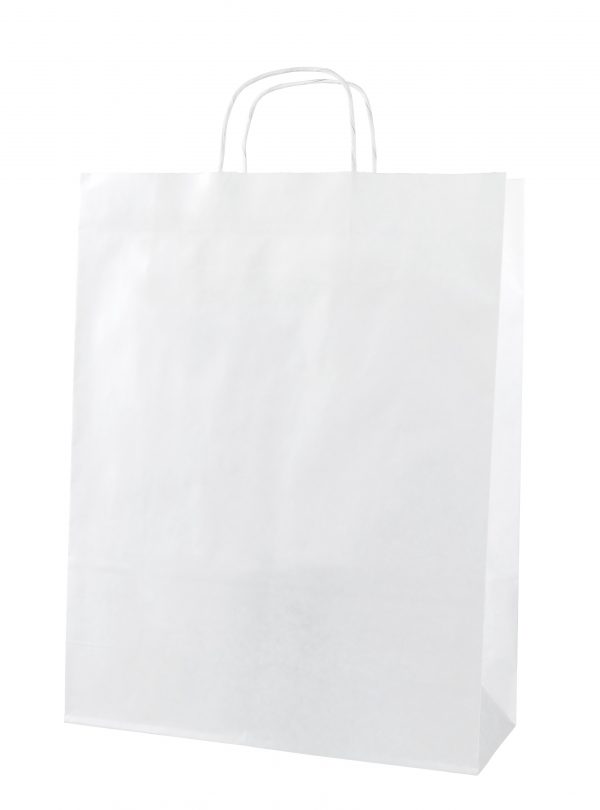 White Twist Handle Paper Carrier Bags - Size Large 32 x 12 x 41cms