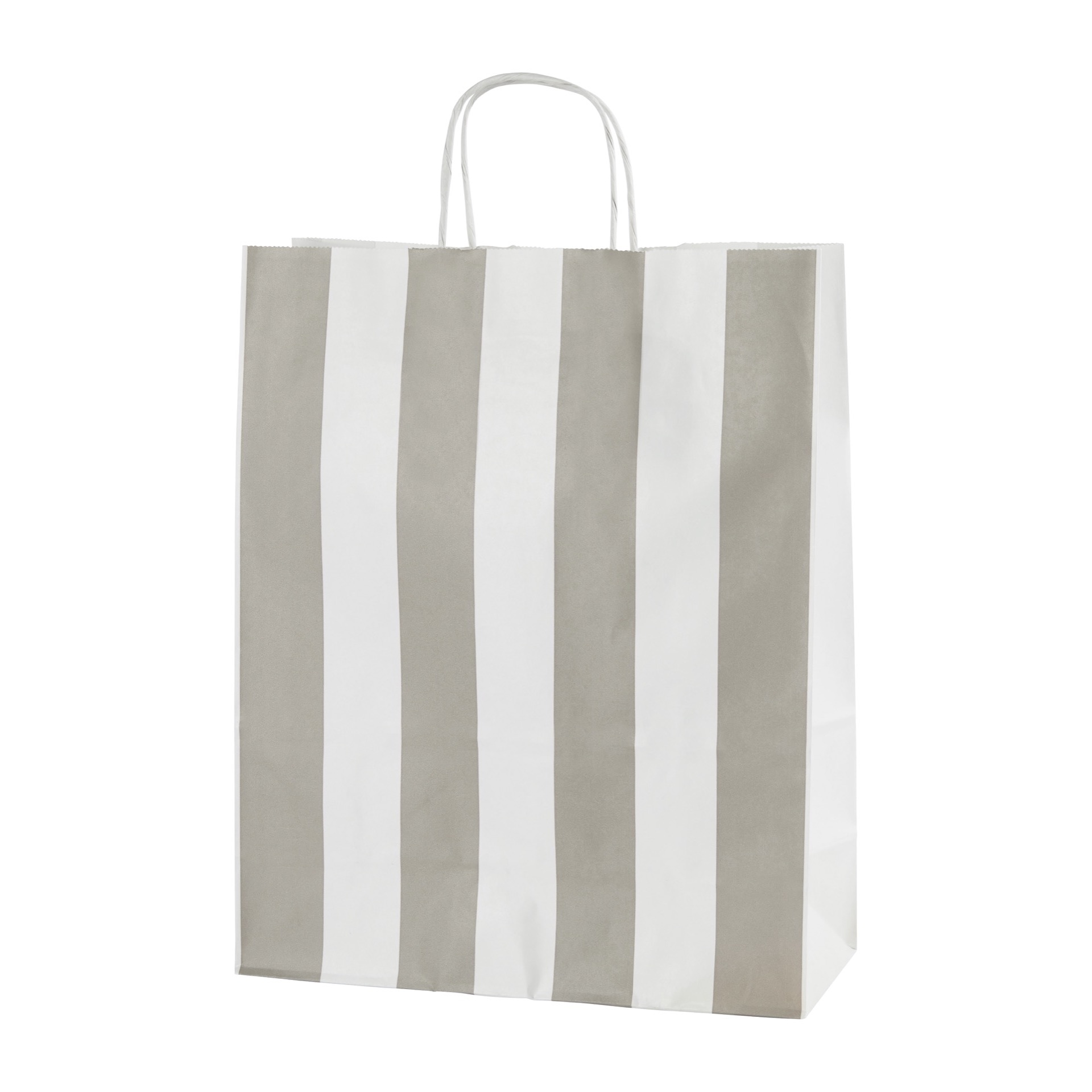 100 Flat Merchandise Paper Bags Silver Gray Chevron Stripes on White 8.5 x 11" 