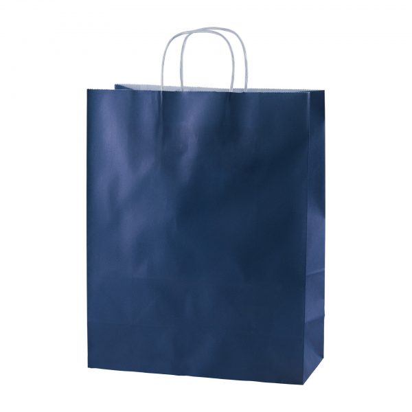 Blue Medium Kraft Paper Bags with Handles