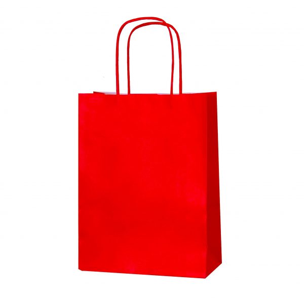 Red small paper gift bag with handle