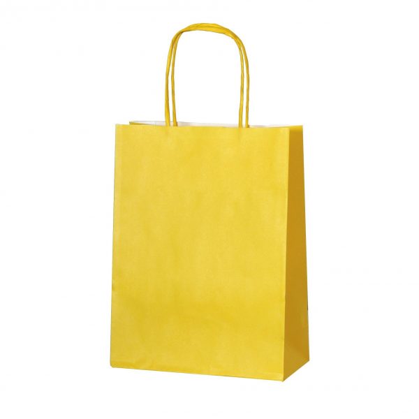 Yellow small paper gift bag with handle